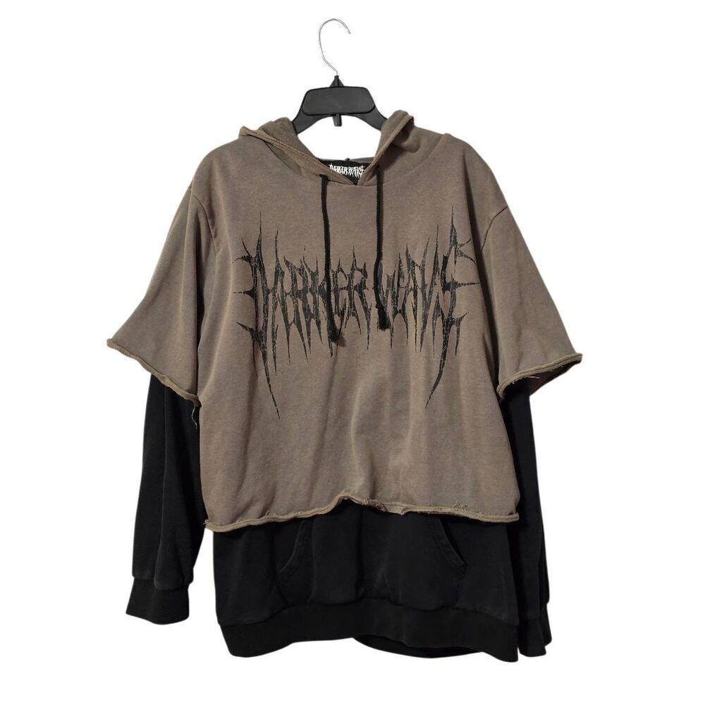 Darker Wavs Warp Layered Pullover Hoodie